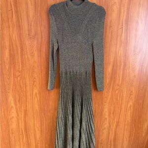 Sandro Gold Long Sleeve Knit Dress